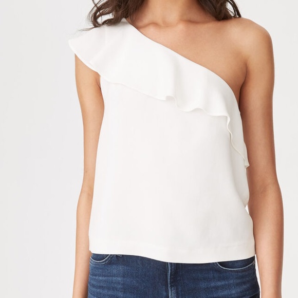 Club Monaco One-Shoulder White Ruffle Cropped Top 00 - Picture 1 of 7